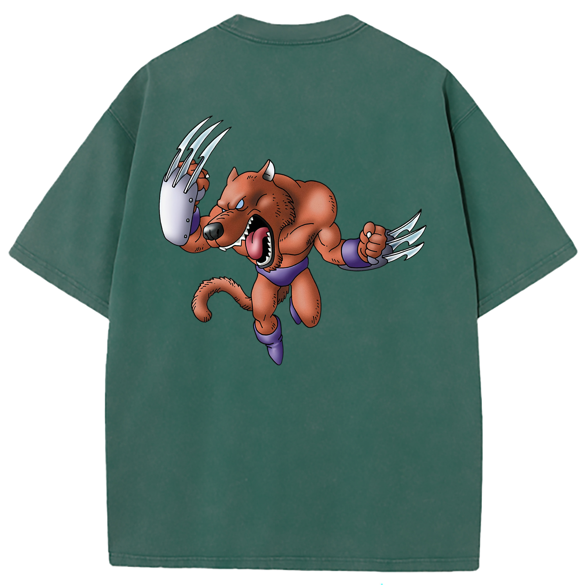 （画像用） ドラゴンクエスト Doragon Kuesuto Dragon Quest 綿100% ヴィンテージ風 半袖Tシャツ（背面プリント）